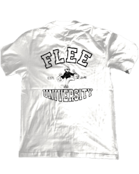 a white t - shirt that says flee university